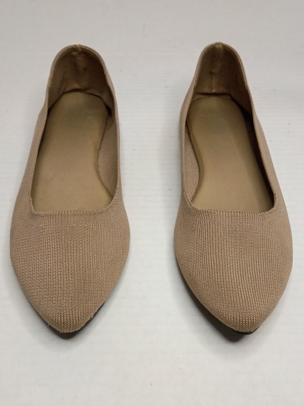 MIA Pointed Knit Slip-On Flats in Taupe